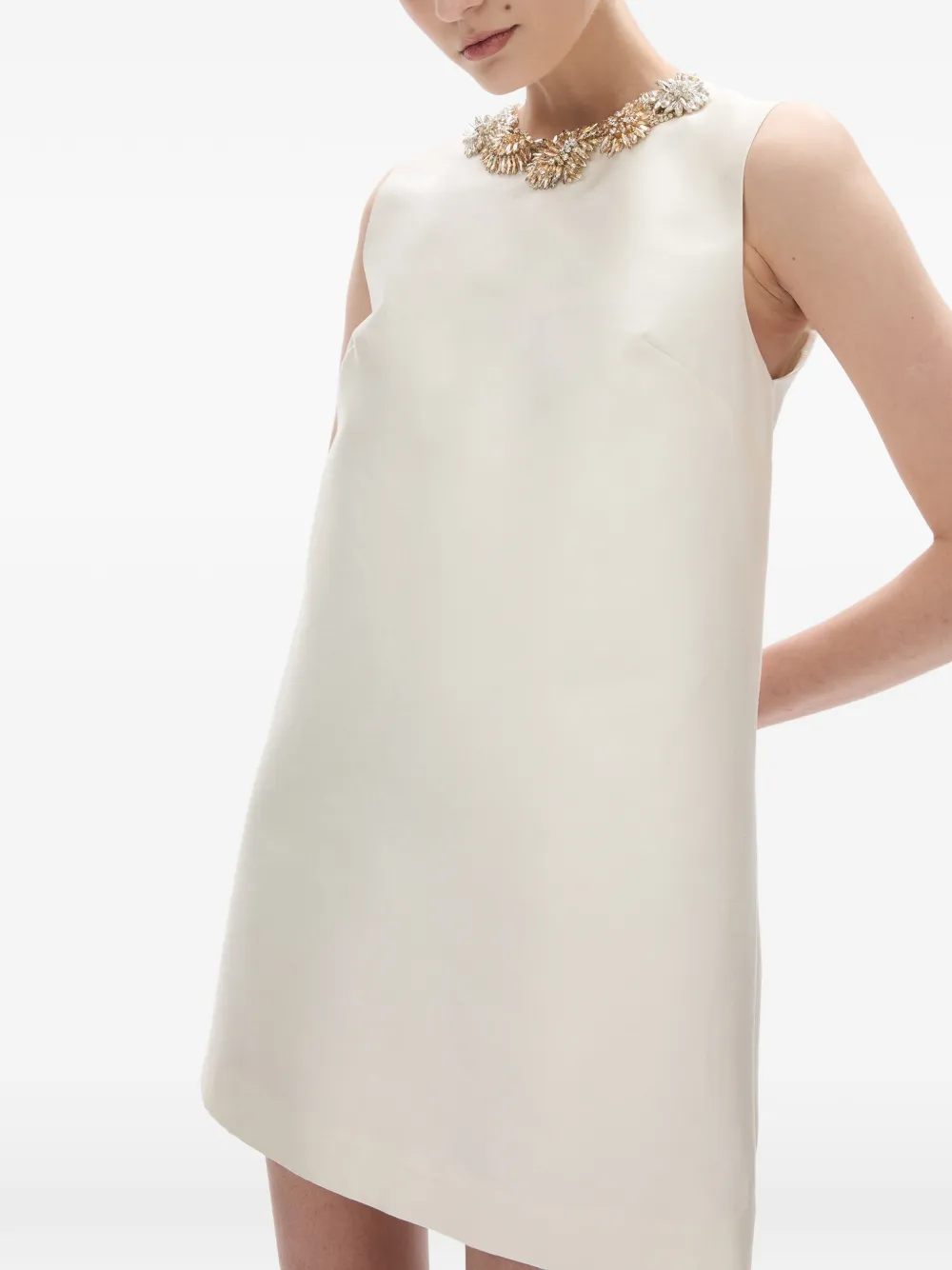 Rachel Gilbert Ludovica verfraaide mini-jurk Beige