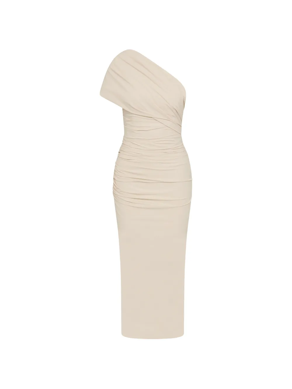 Rachel Gilbert Clay asymmetrische midi-jurk met ruches Beige
