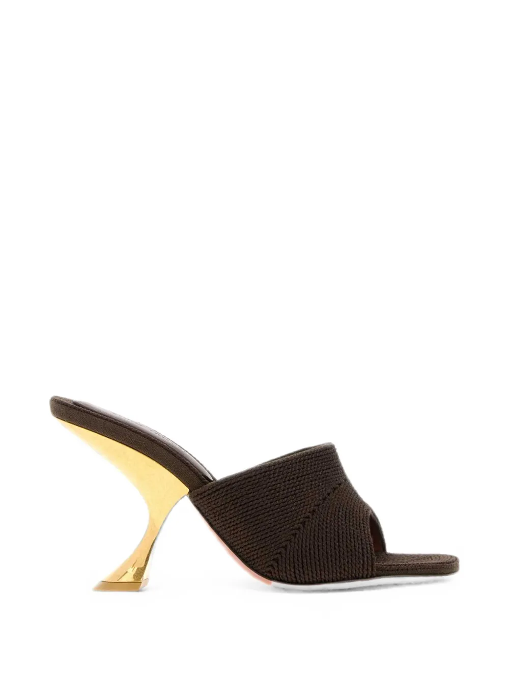 Amina Muaddi Brown Fabric Taylor Mules