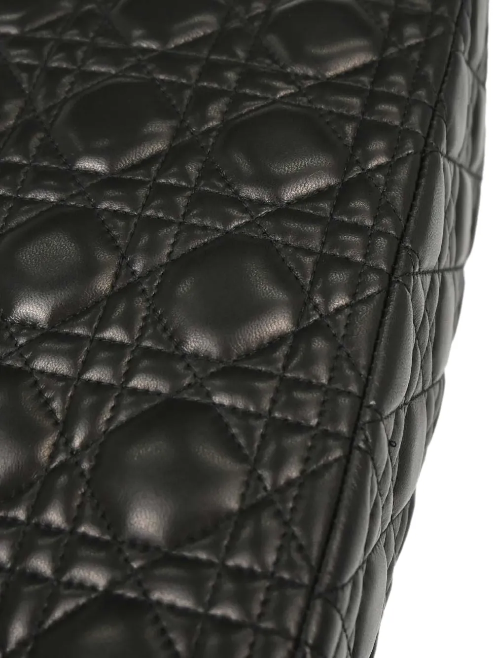 Dior Pre-owned 2004 Lady Dior Cannage Lambskin Tote Bag in Black, view 4