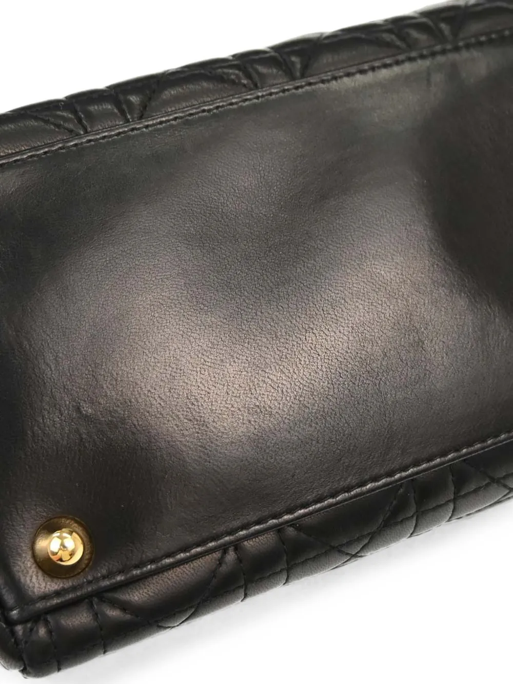 Dior Pre-owned 2004 Lady Dior Cannage Lambskin Tote Bag in Black, view 5