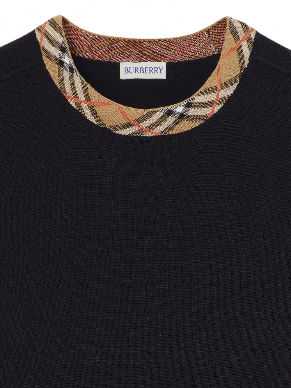 Burberry Wollen trui met geruite afwerking Zwart