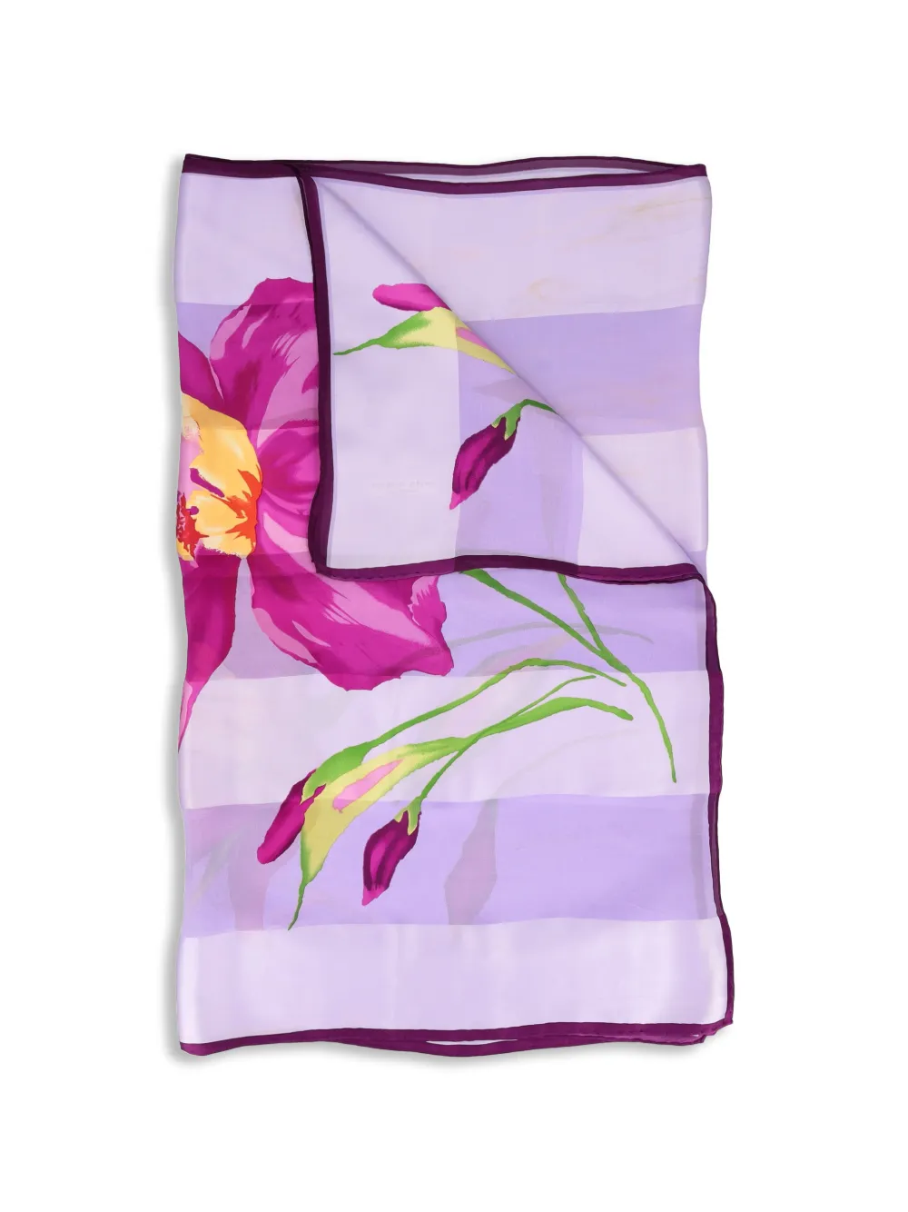 Mila Schon Vintage floral-print striped scarf - Viola