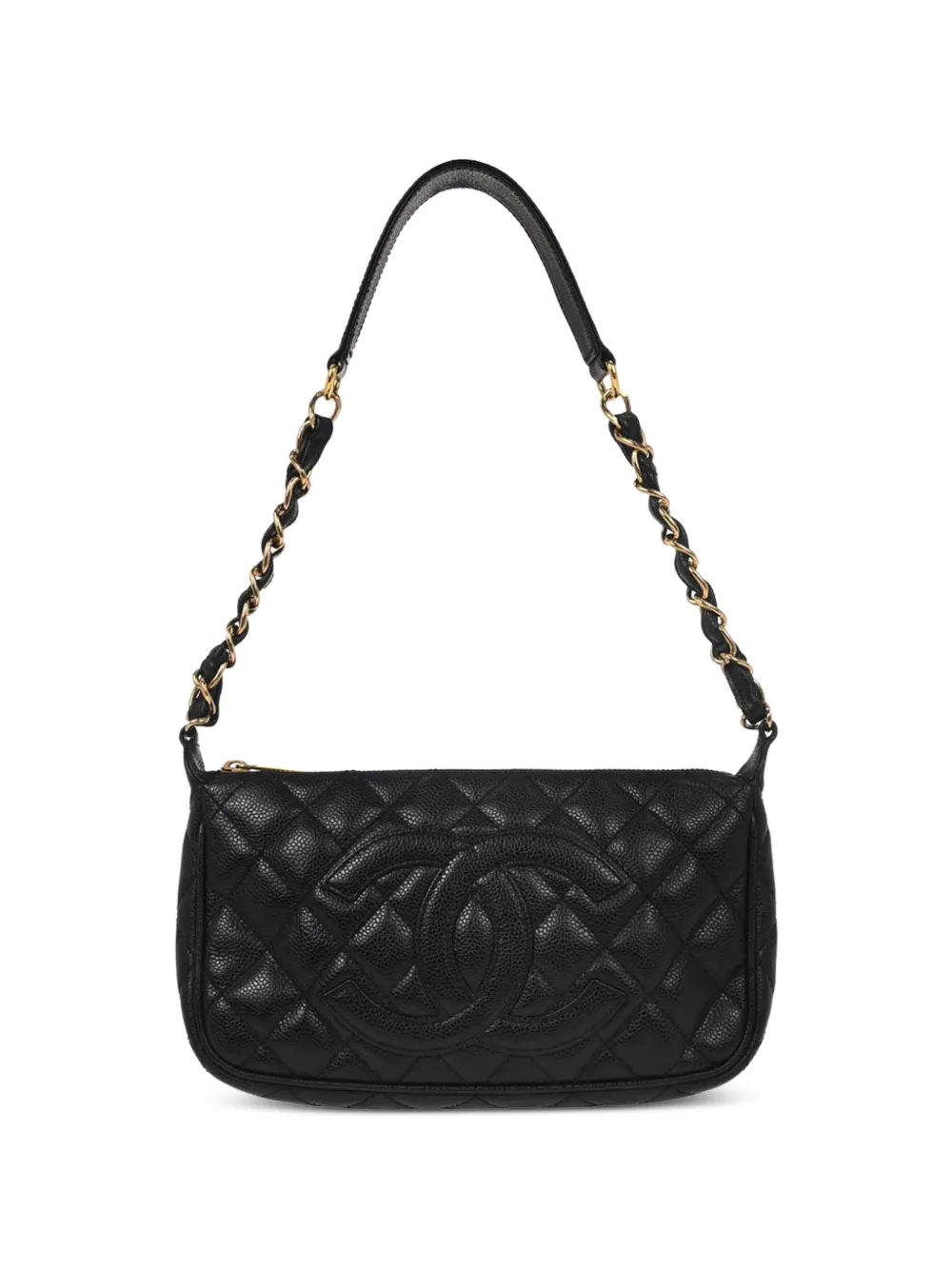 CHANEL Pre-Owned 2002 diamond-quilted chain handbag - Black