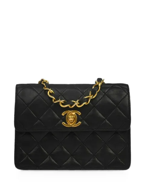 CHANEL Pre-Owned bolsa de hombro con capitonado de rombos y logo CC 1990
