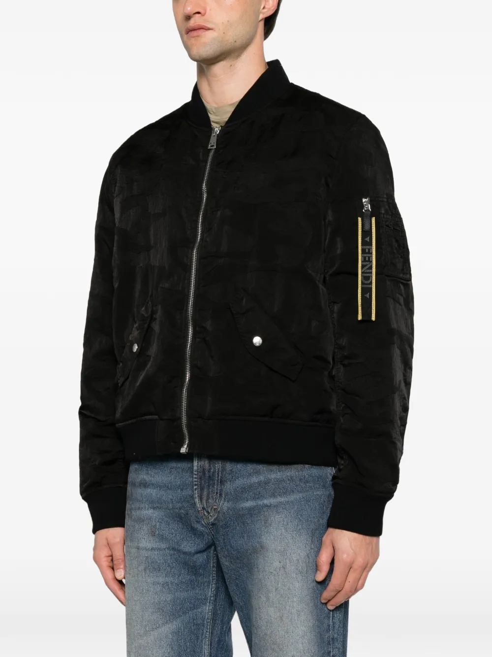 FENDI Bomberjack met logoband Zwart