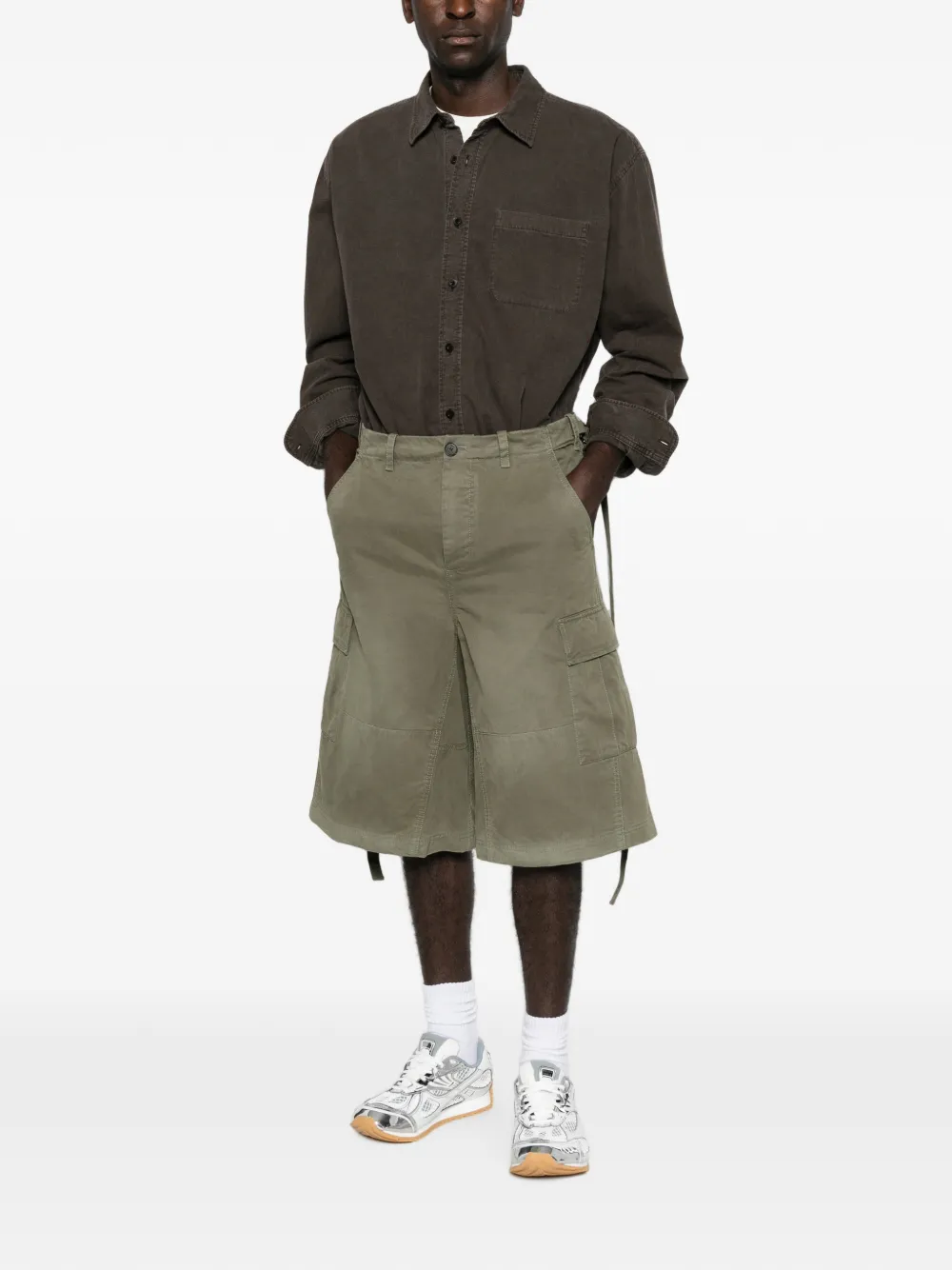 FENDI Cargoshorts met verstelbare taille Groen