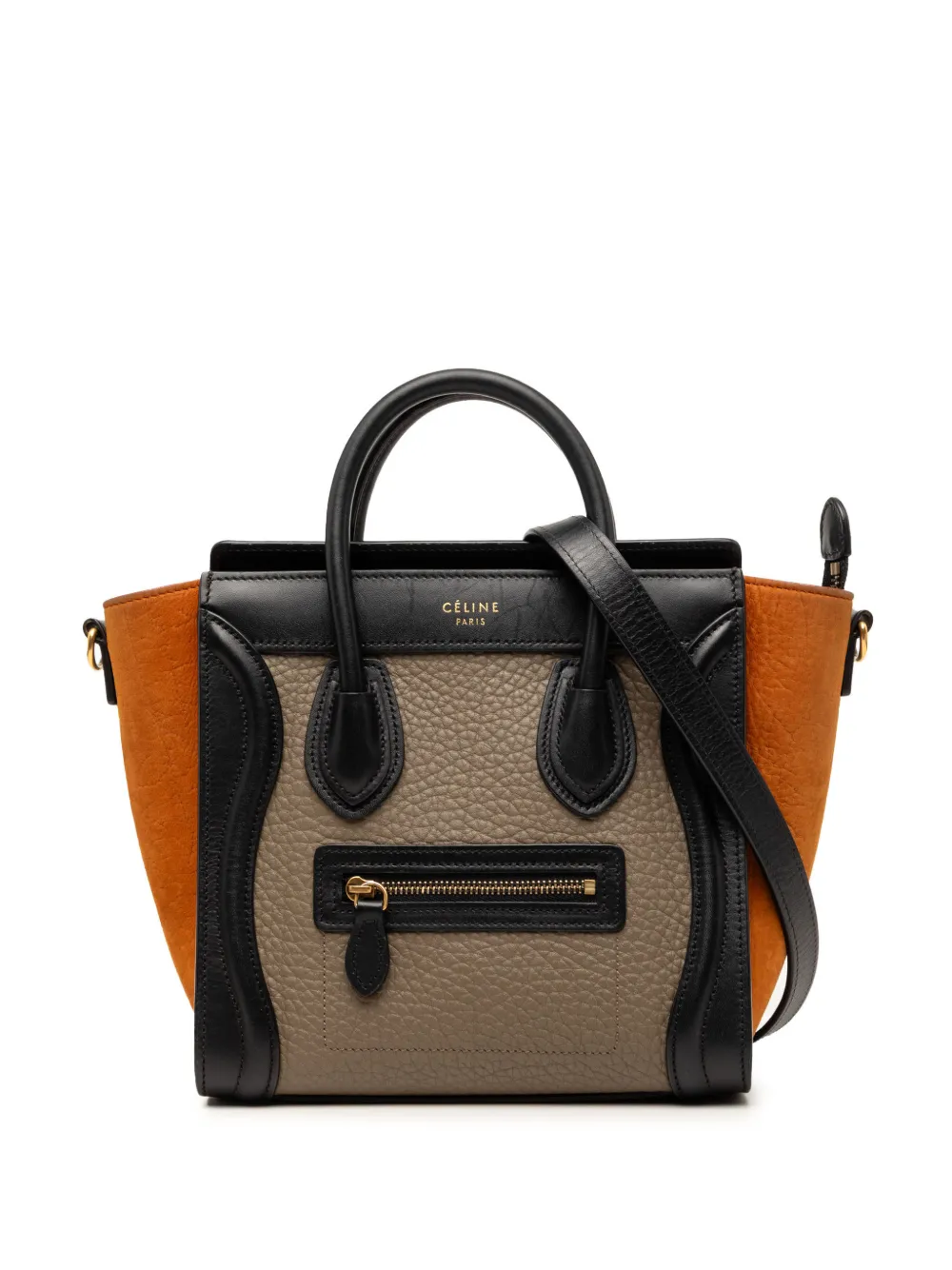 Celine Pre-Owned Borsa tote Luggage nano in pelle tricolore 2015 - Marrone