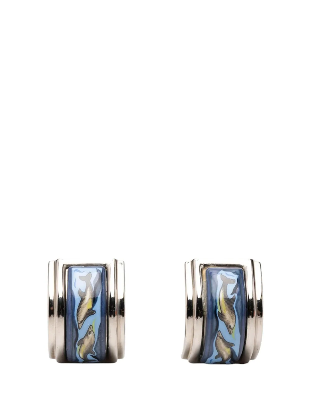 Hermès Pre-Owned Orecchini a clip Dolphin in Sea Cloisonne 1990-2000 - Blu