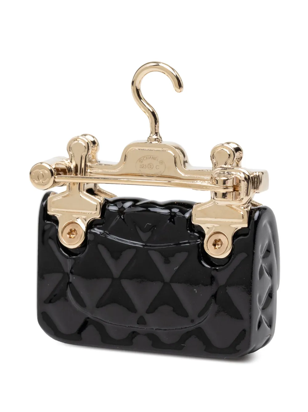  Chanel Pre-owned Broche Classic Flap De Resina Con Percha Con Perla Artificial Y Logo Cc 2023 - Negro 