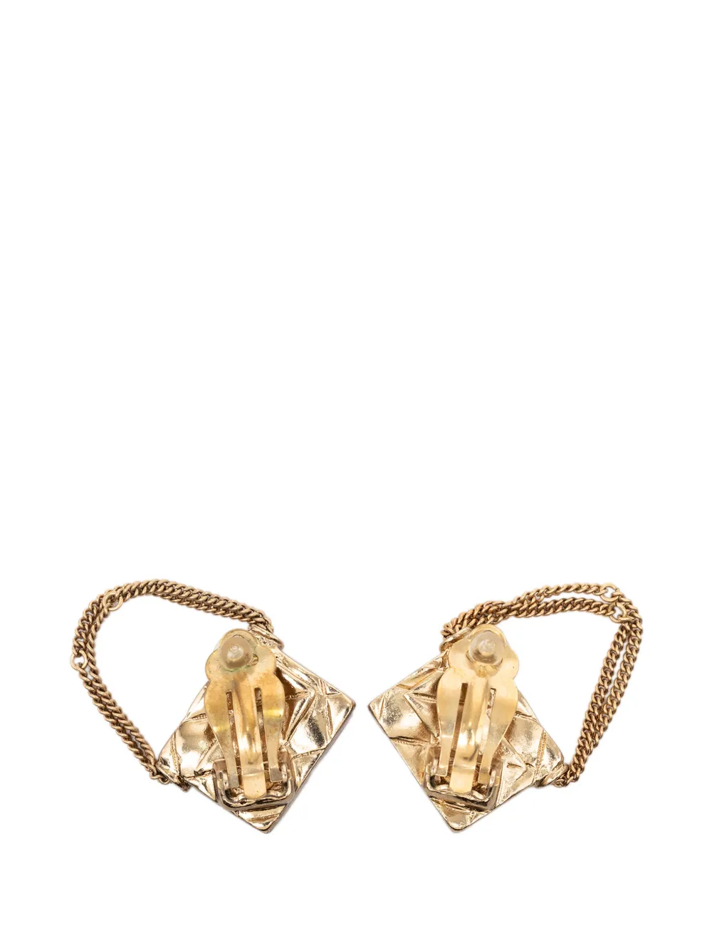  Chanel Pre-owned Pendientes De Clip Con Bolso Flap Acolchado Y Moneda Bañados En Oro Con Logo Cc 2002 - Dorado 