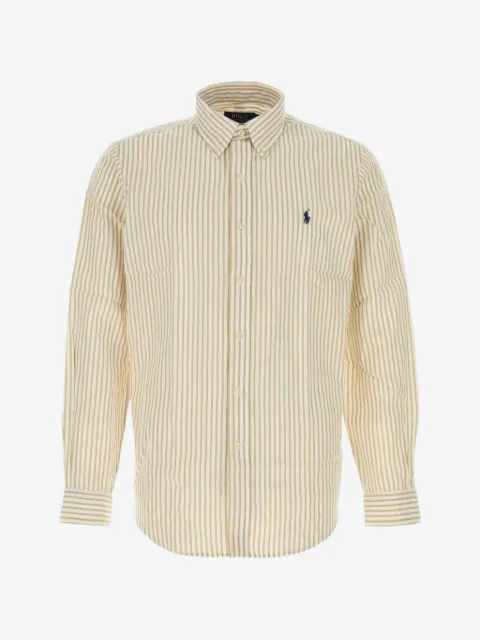 Polo Ralph Lauren embroidered-logo vertical-stripe cotton shirt