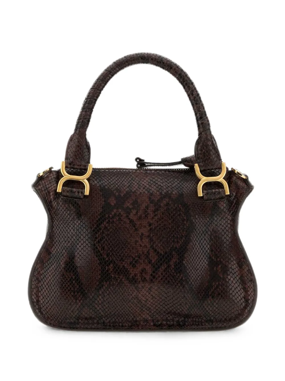 Chloé Kleine Marcie leren shopper met slangen-effect Bruin