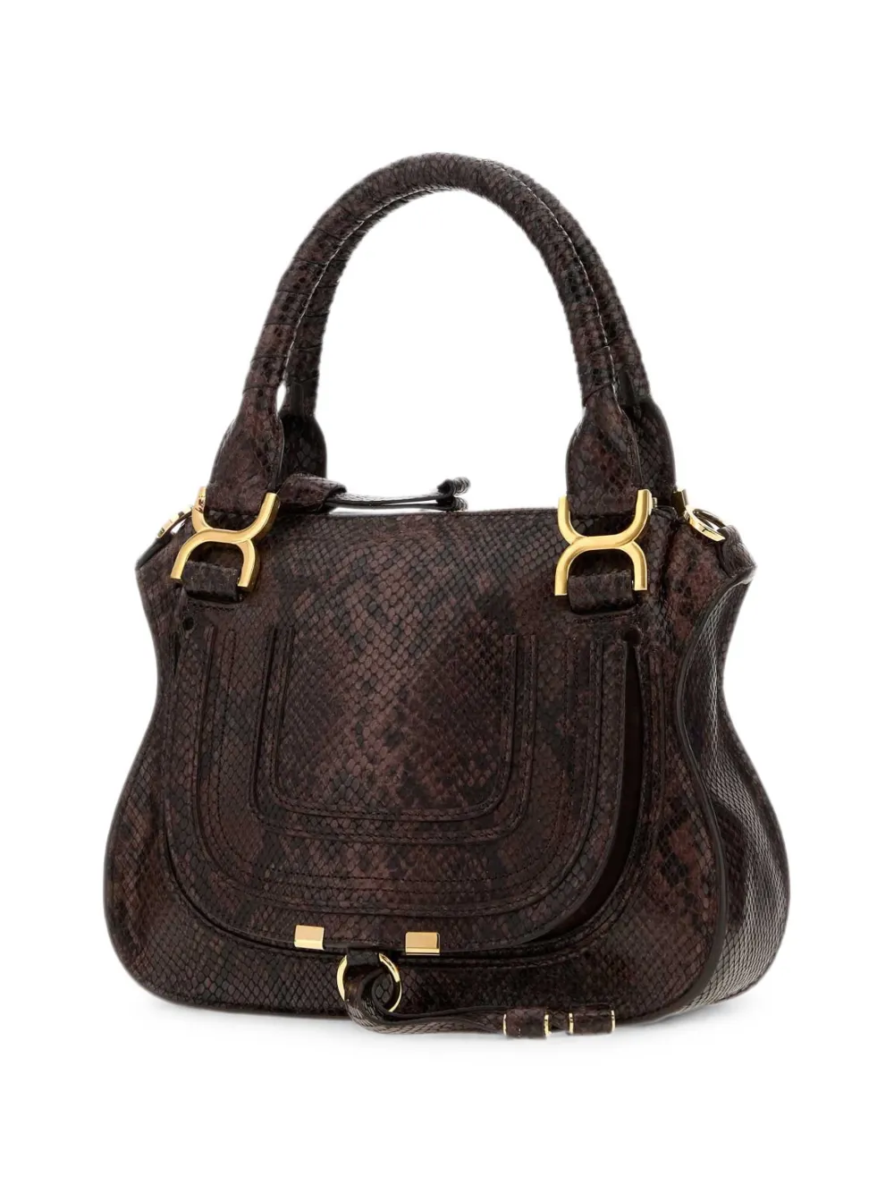 Chloé Kleine Marcie leren shopper met slangen-effect Bruin