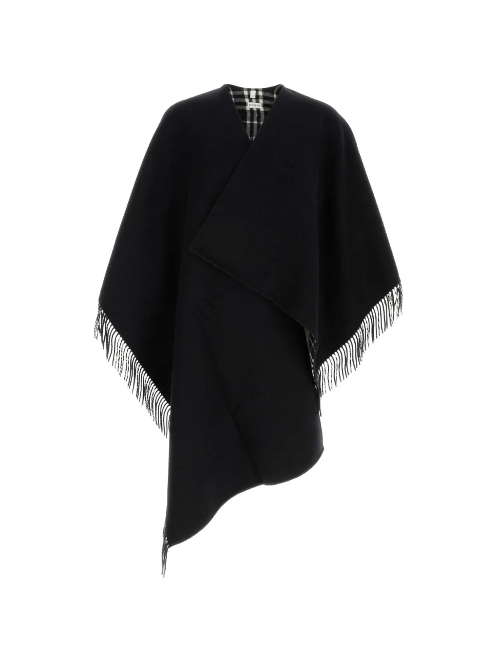 Burberry fringed wool cape - Nero