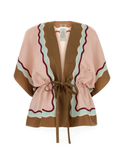 FENDI wave-print silk poncho