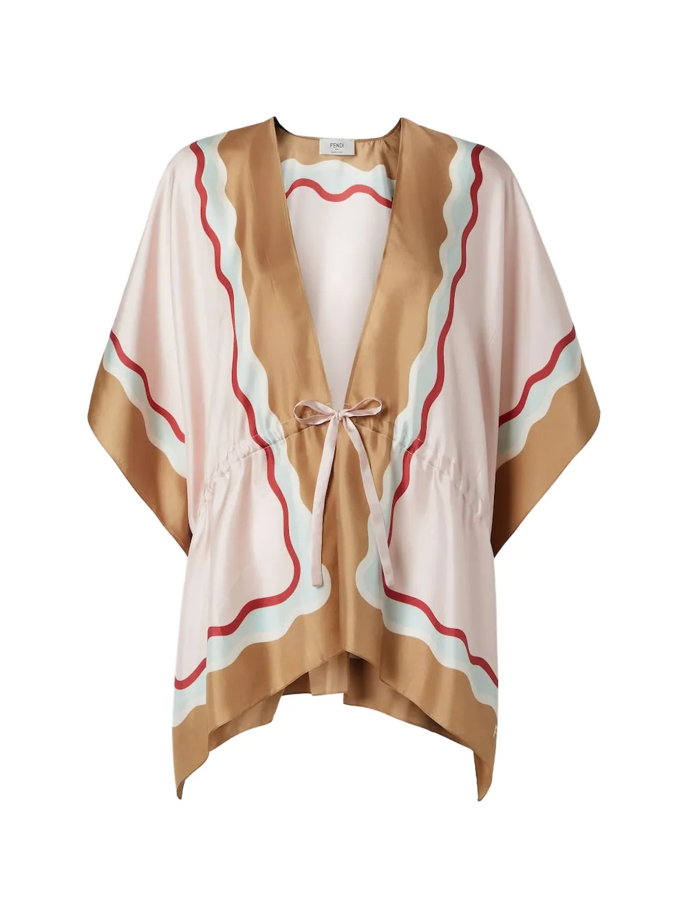FENDI wave-print silk poncho