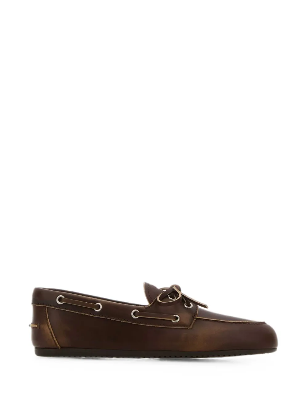 Miu Miu lace-up leather loafers - Marrone