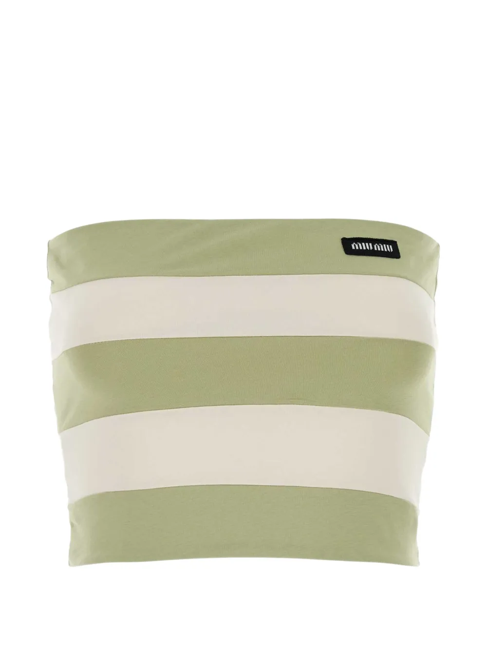 Miu Miu striped logo-patch tube top - Verde
