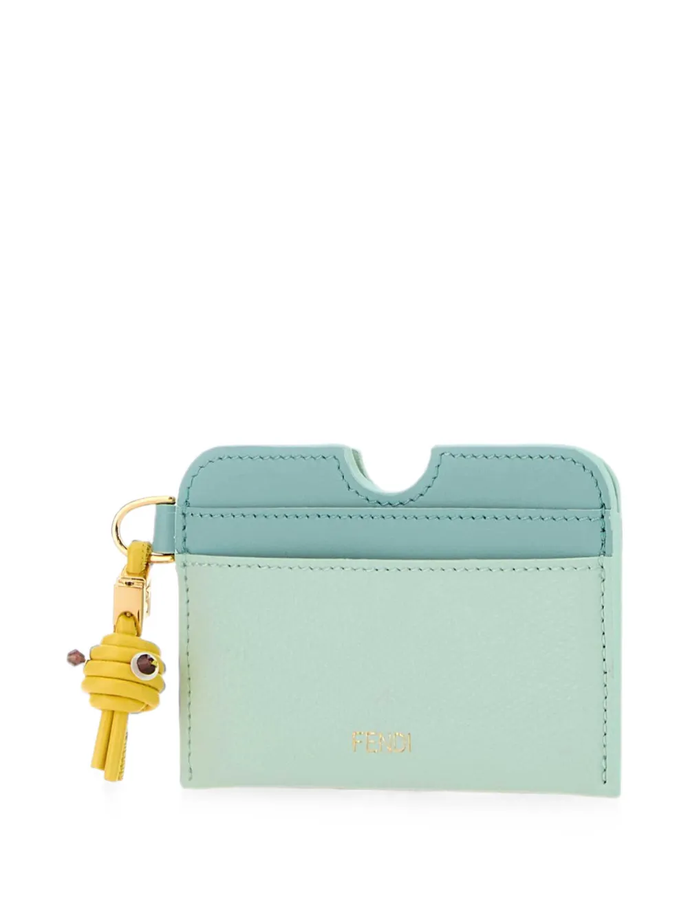  Fendi Ff Diamonds Leather Card Holder - Verde 