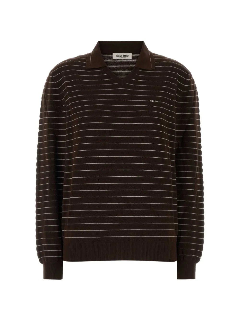 Miu Miu striped polo-collar sweater - Braun