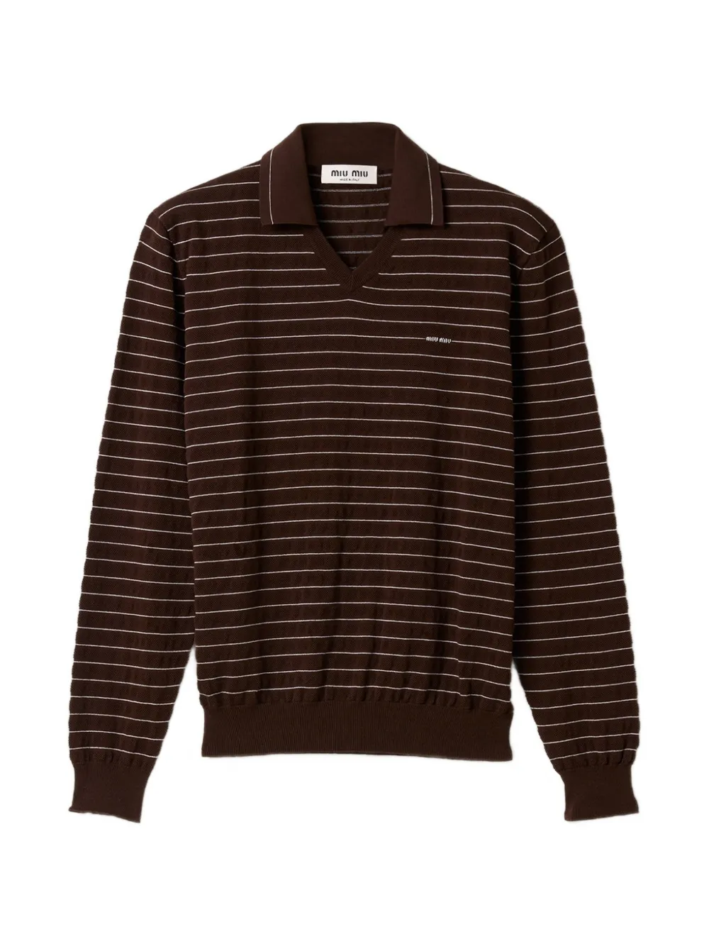 Miu Miu striped polo-collar sweater - Marrone