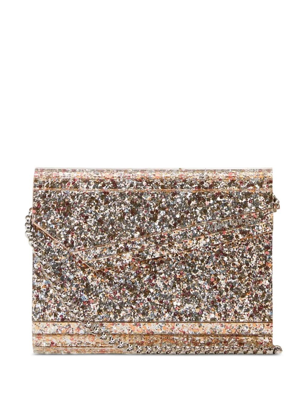 Jimmy Choo Candy glitter-embellished clutch bag - Nude