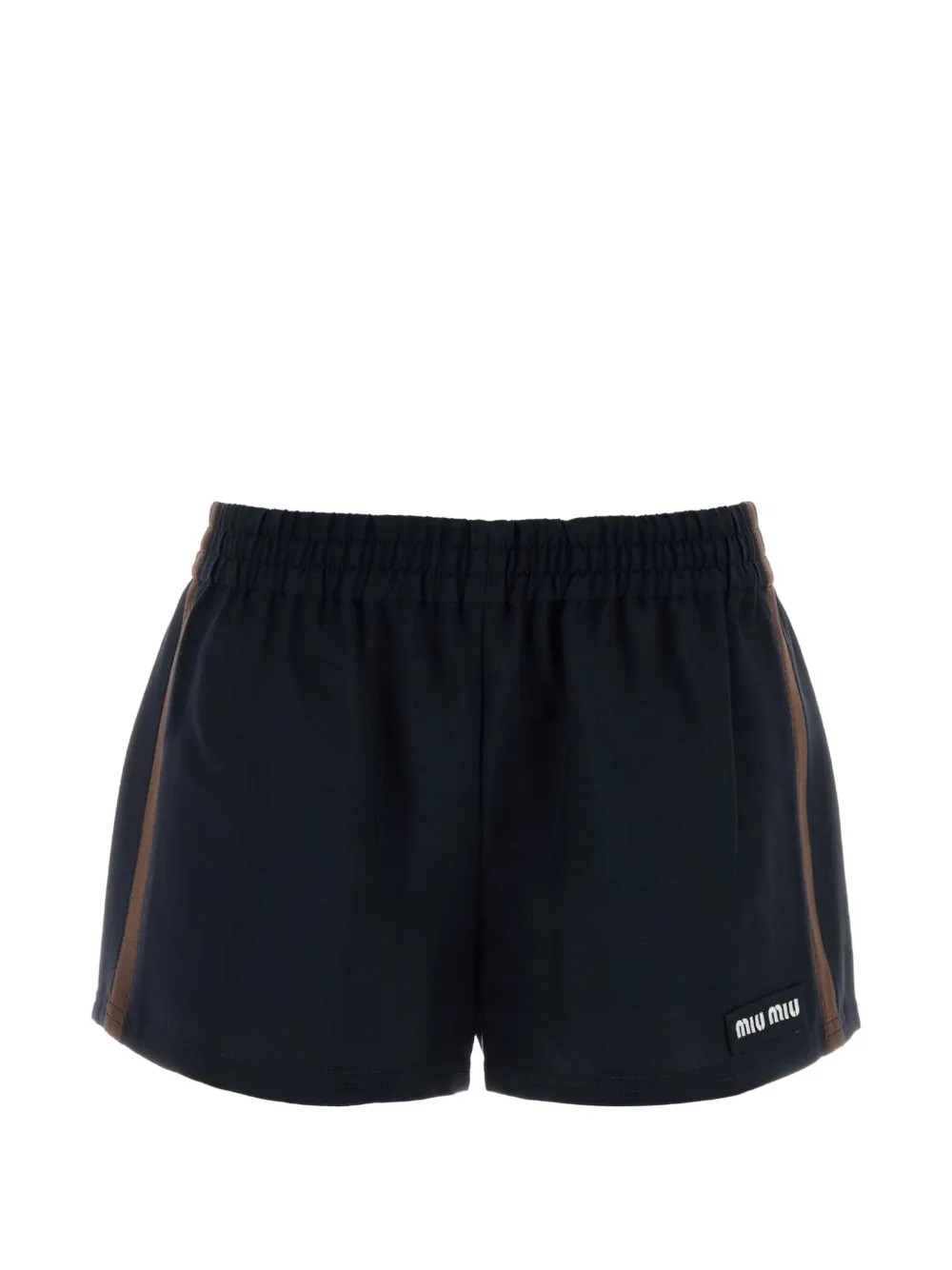 Miu Miu logo-patch side-stripe shorts - Blau