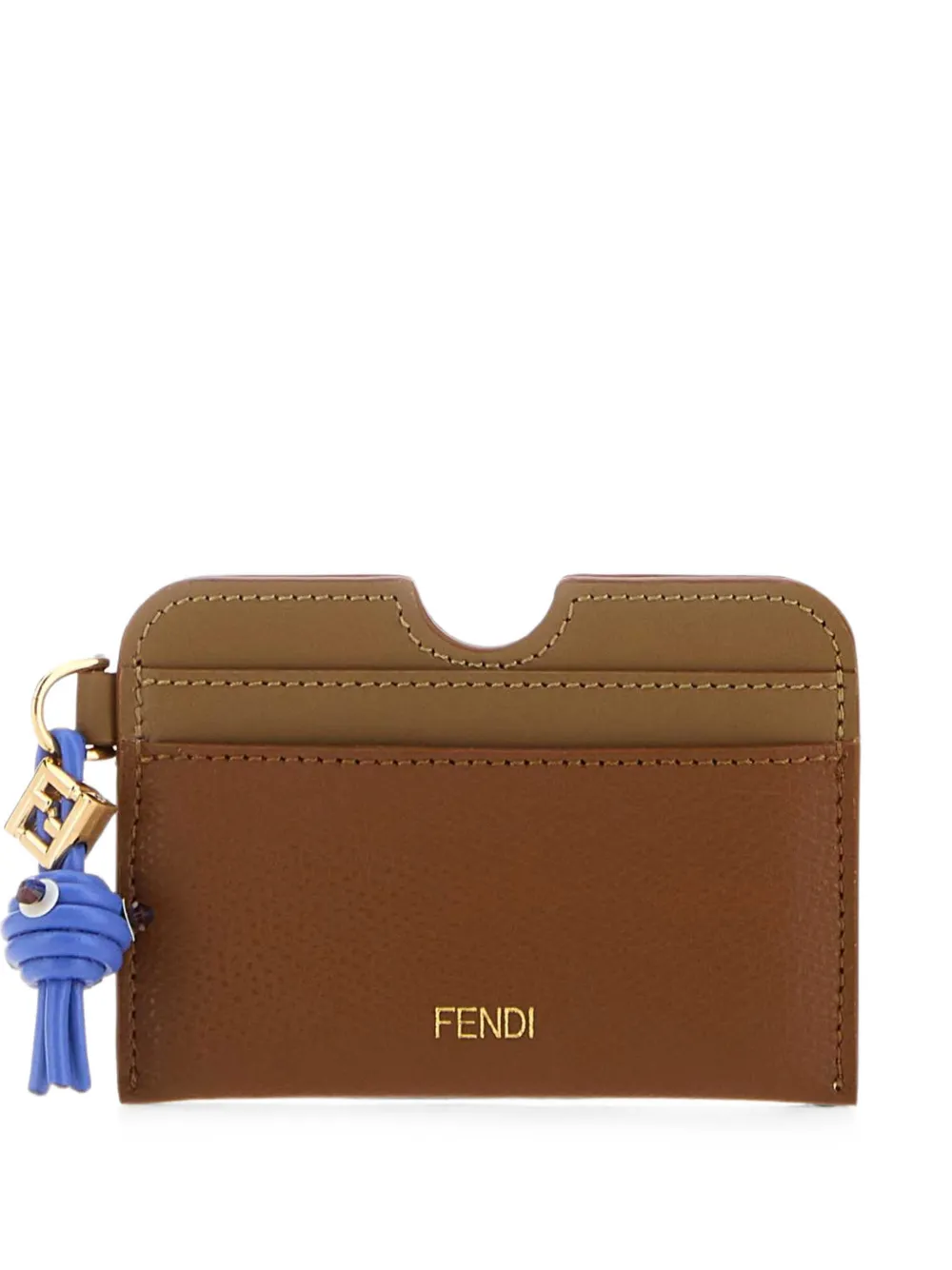 FENDI FF Diamonds leather card holder - Marrone