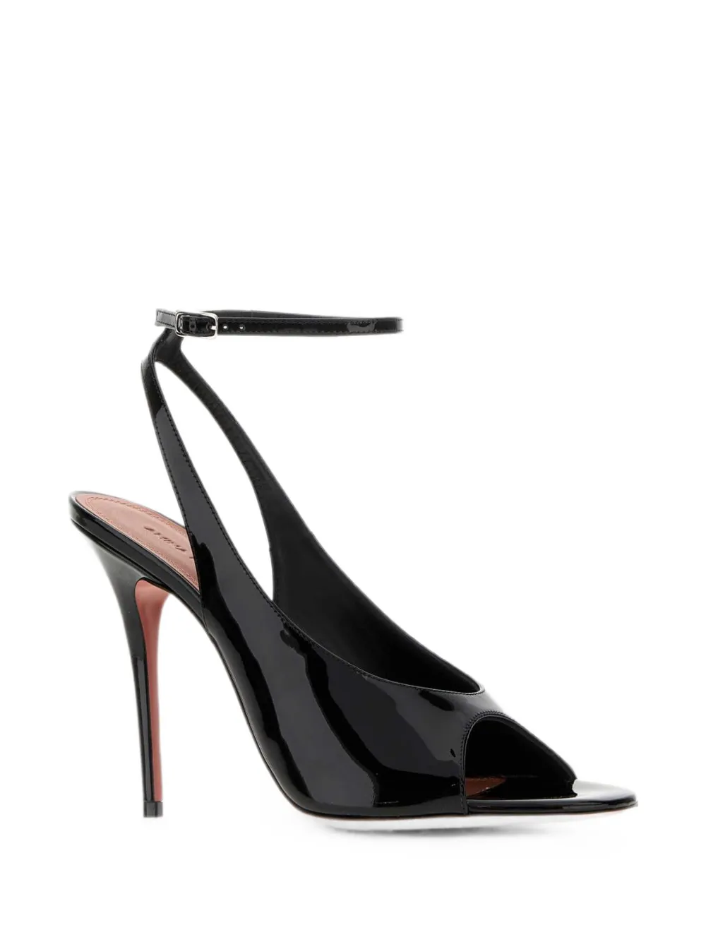 Amina Muaddi Anok patent leather sandals Zwart