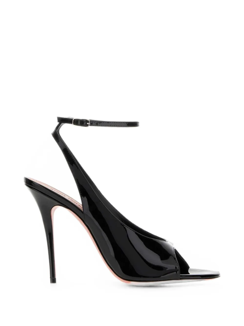 Amina Muaddi Anok patent leather sandals Zwart