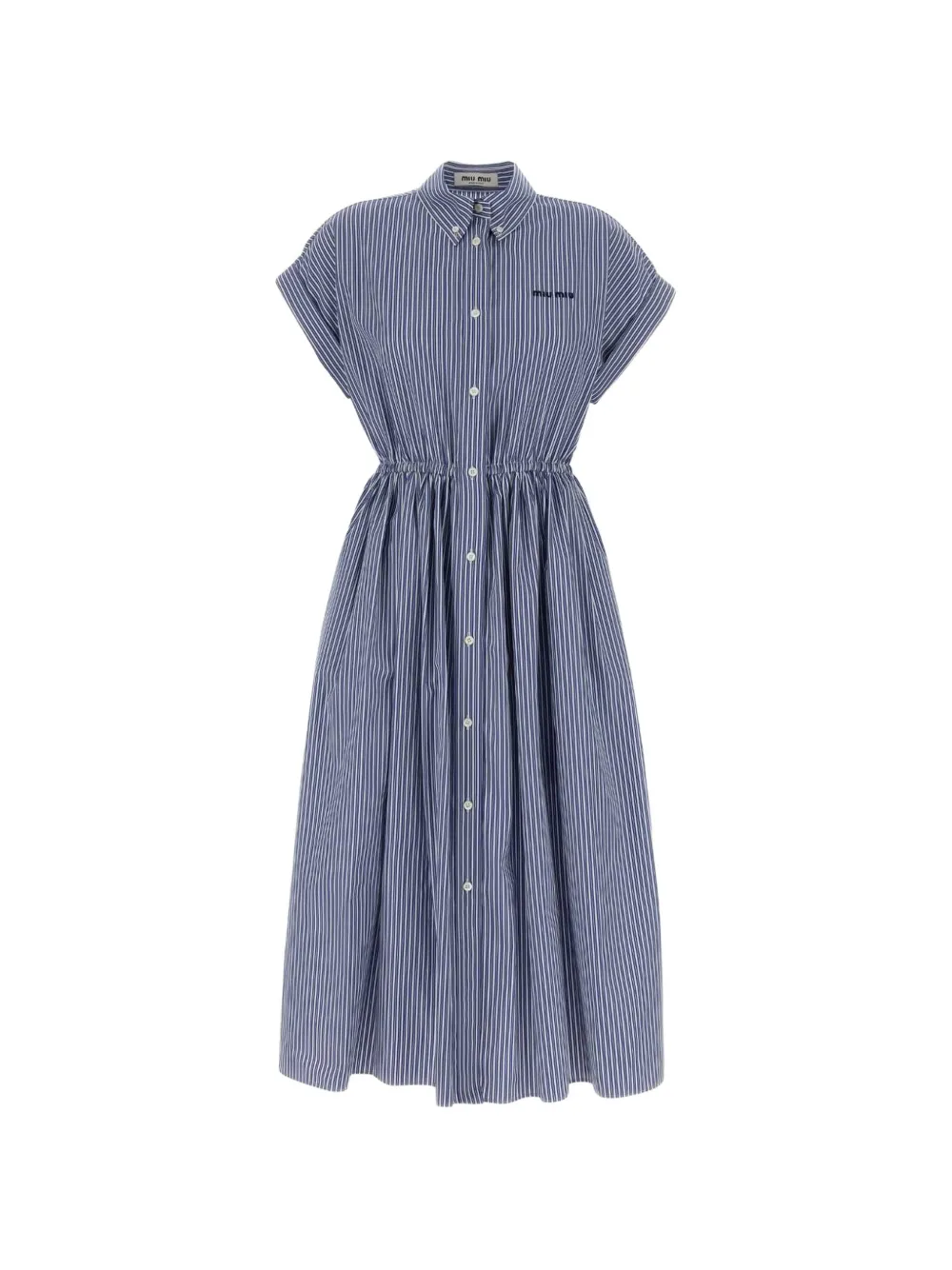 Miu Miu striped elasticated-waist midi dress - Blau