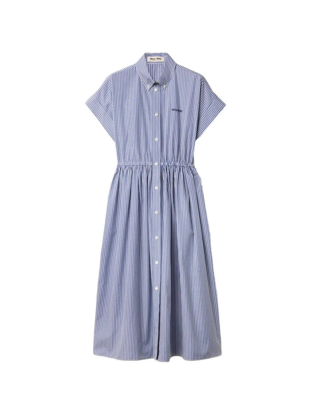 Miu Miu striped elasticated-waist midi dress - Blu