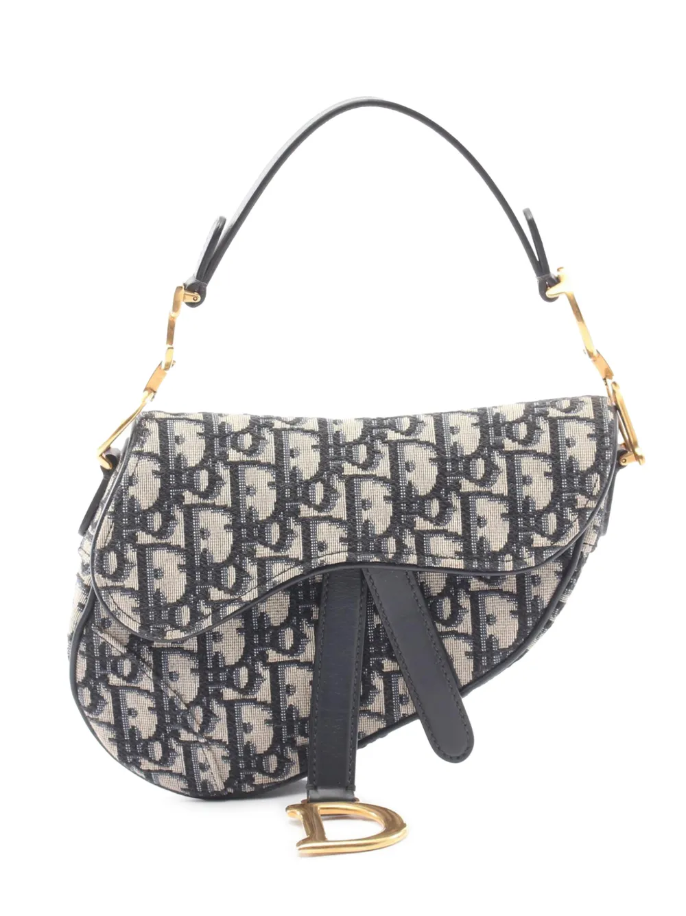 Christian Dior Pre-Owned Borsa a tracolla Saddle mini in tela con motivo Oblique 2010-2026 - Blu