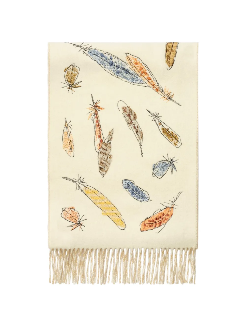 Burberry feather-print cashmere scarf - Neutrals