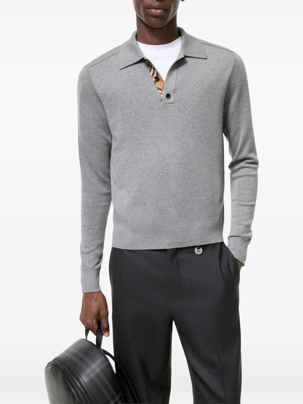 Burberry Wollen poloshirt Grijs