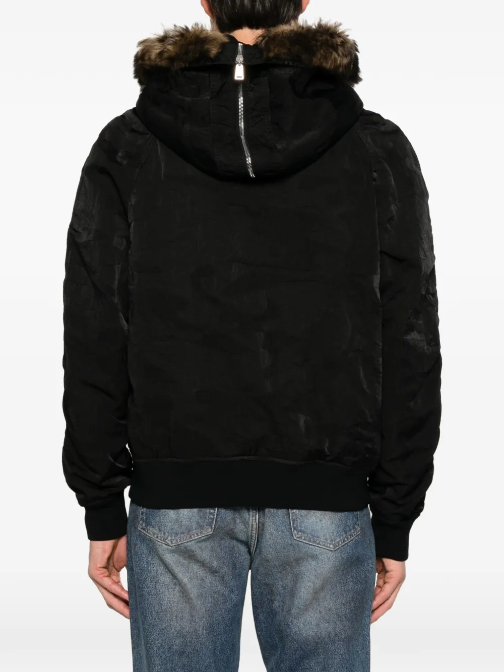 FENDI fur-trim padded jacket Zwart