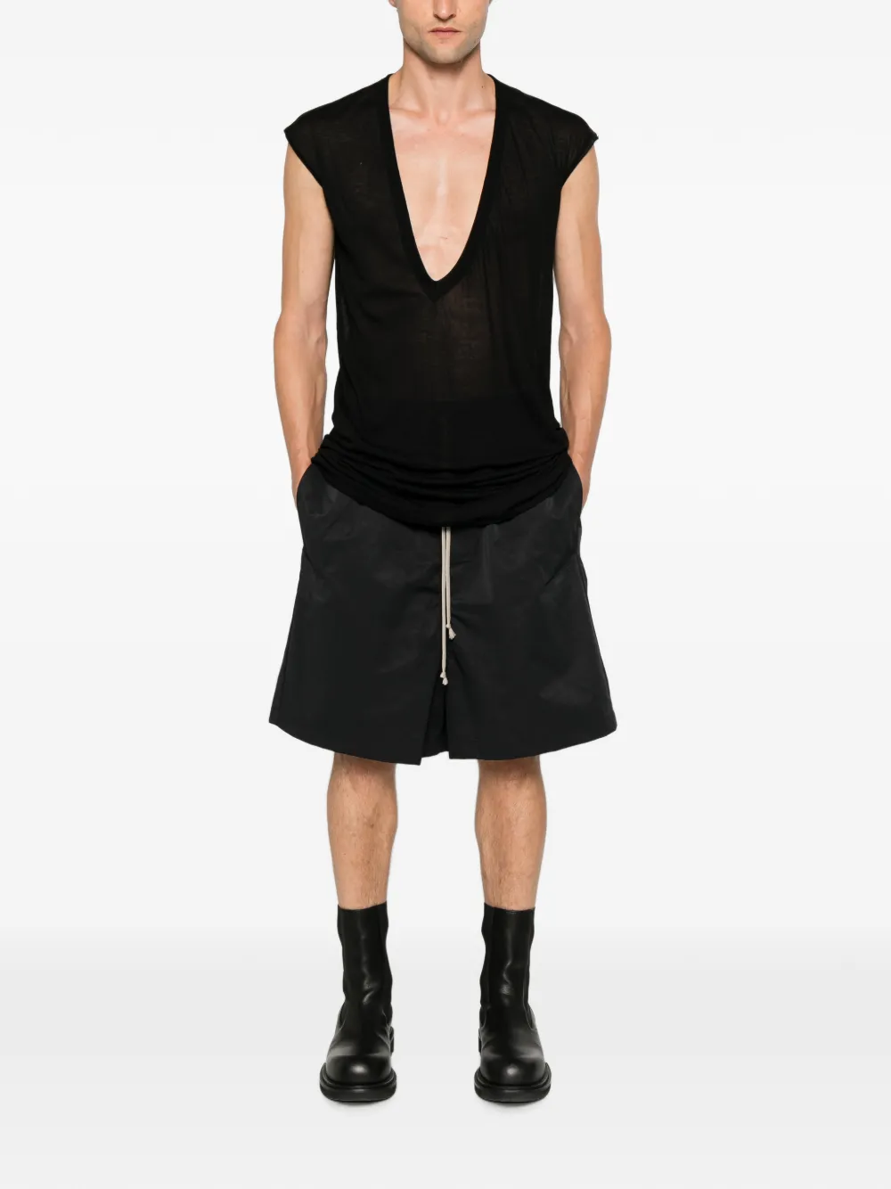 Rick Owens Tower faun shorts van zwart katoenen nylon
