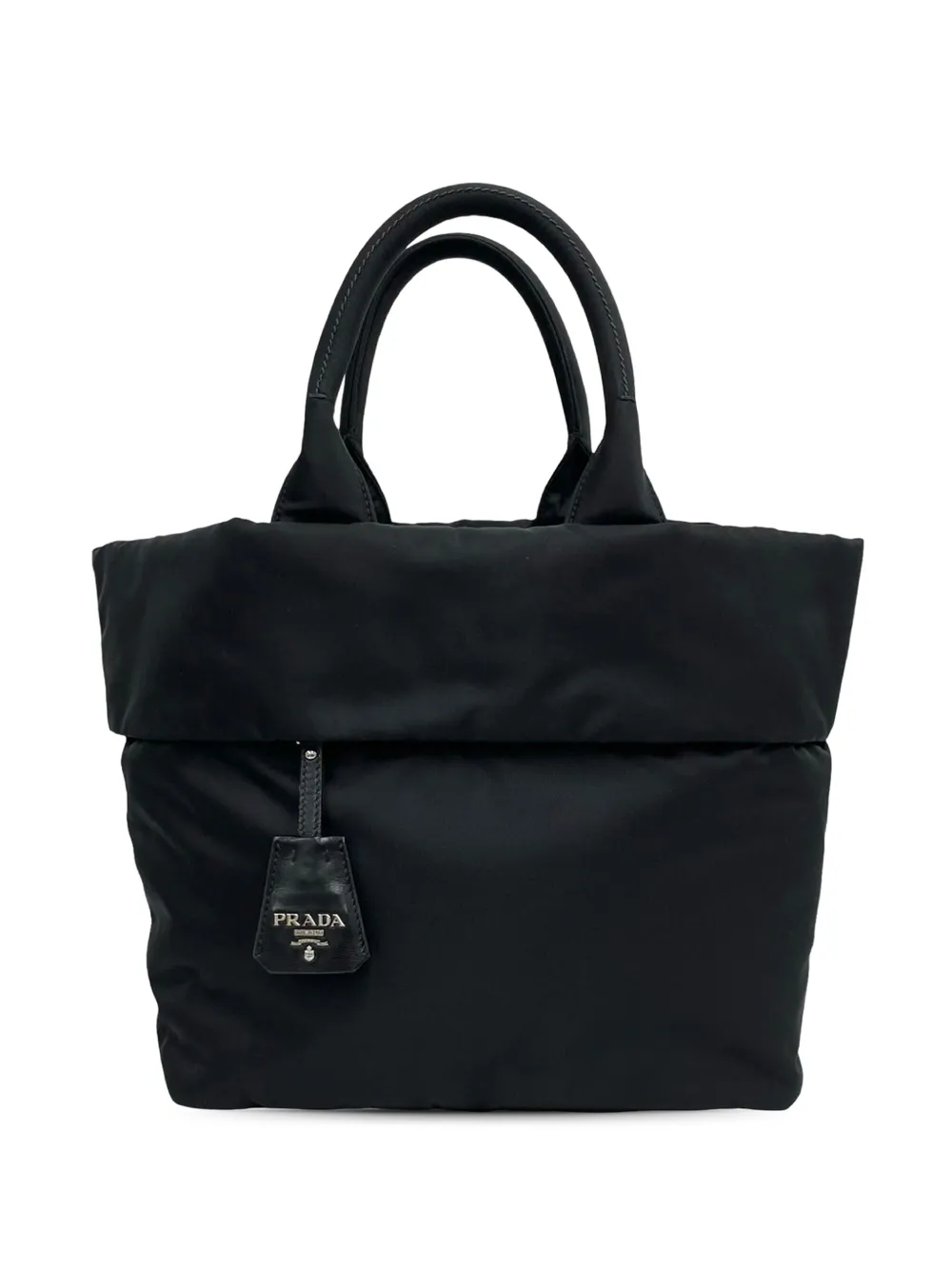 Pre-owned Prada 2010-2026 Tessuto Reversible Satchel In Black