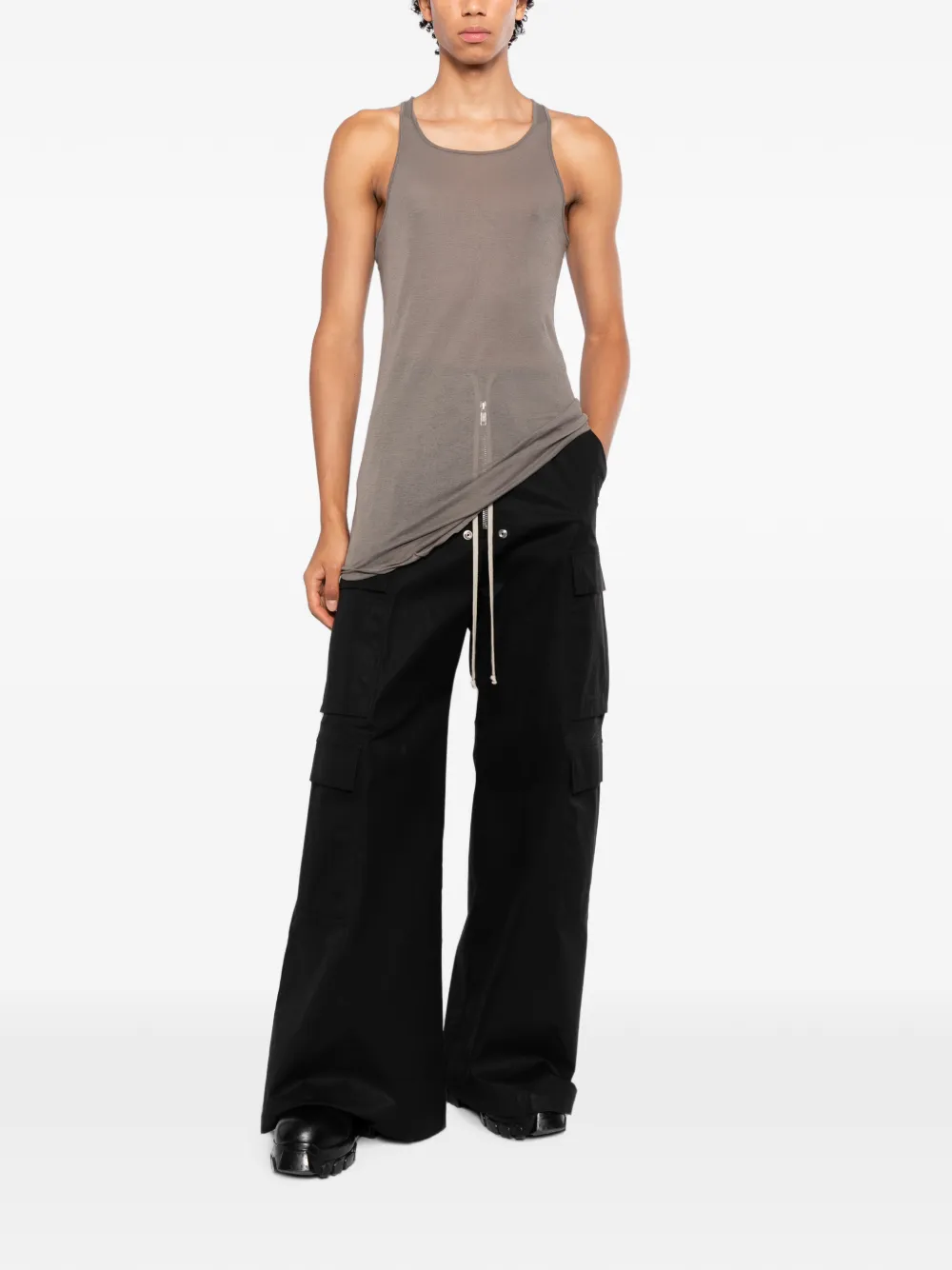 Rick Owens Ribgebreide top met gewelfde zoom Grijs