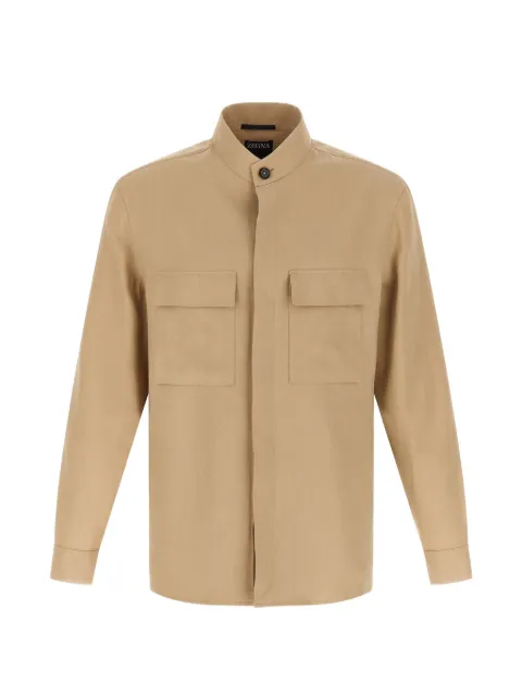 Zegna Oasi Lino Mandarin-collar overshirt