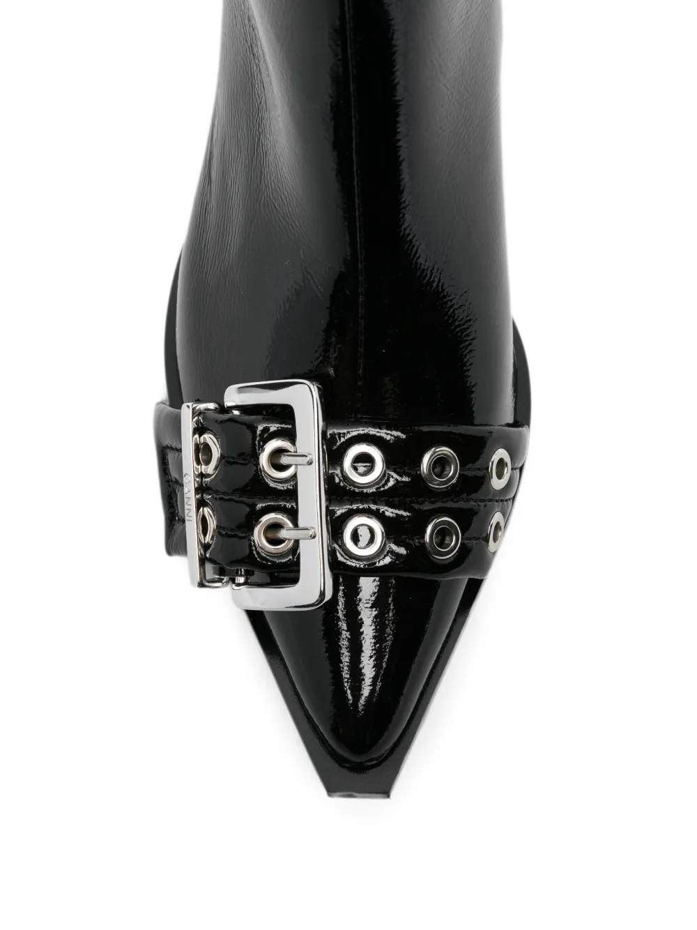 GANNI buckle-detail pointed-toe ankle boots Zwart