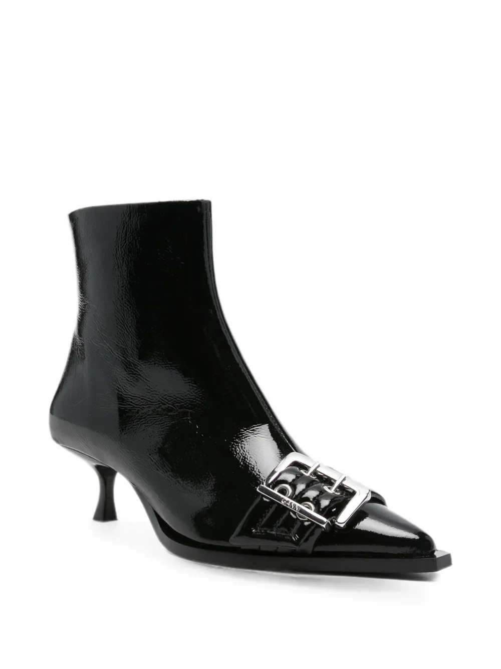 GANNI buckle-detail pointed-toe ankle boots Zwart