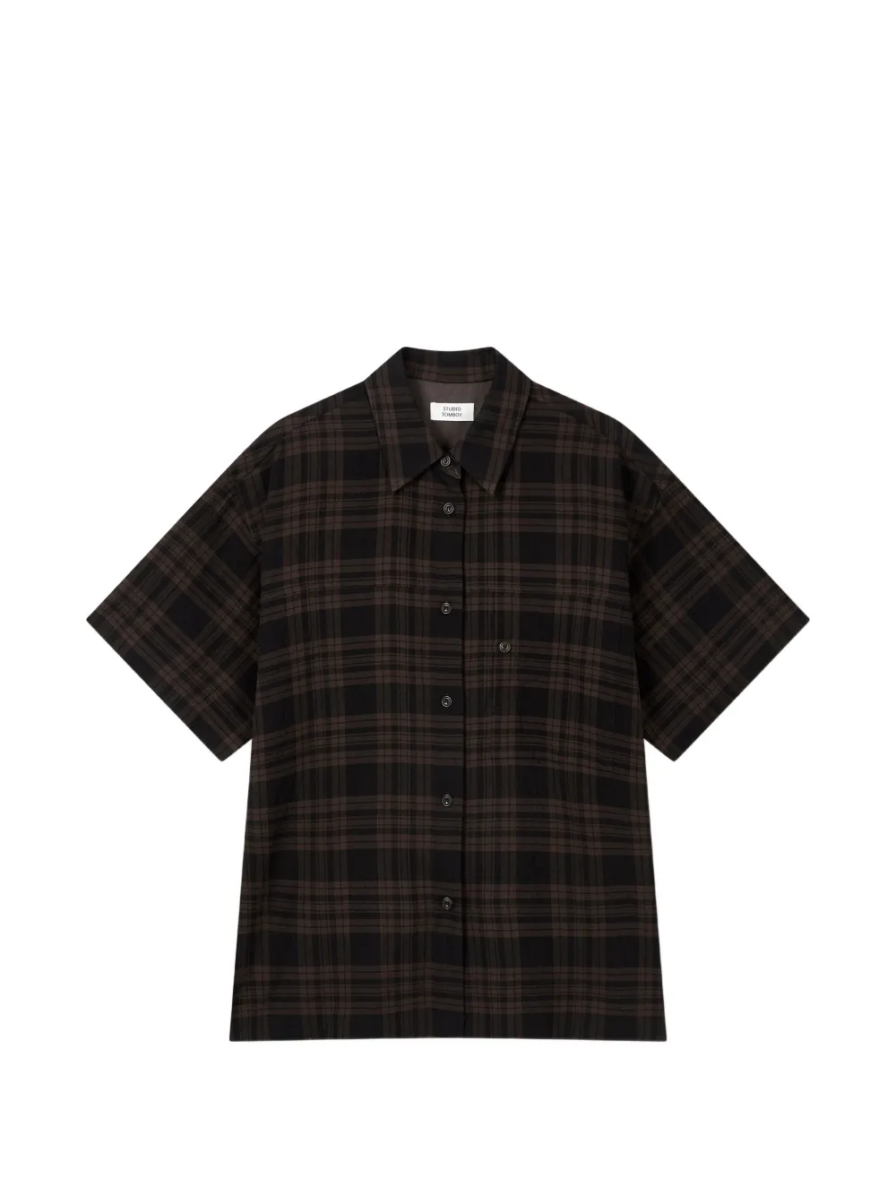 TOMBOY checkered short-sleeved shirt - Braun