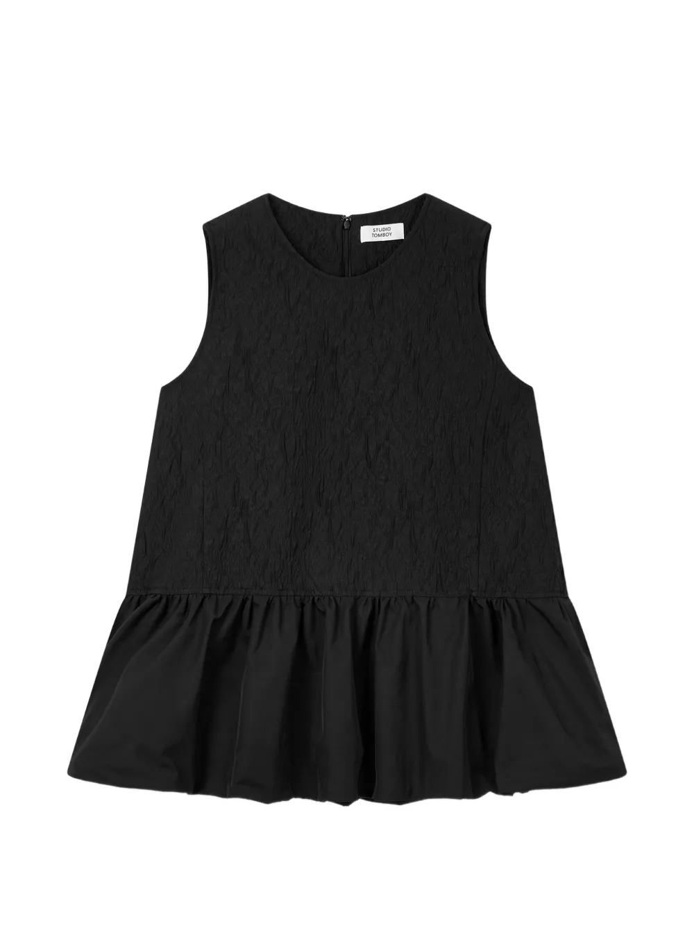 TOMBOY crinkled-effect sleeveless peplum blouse - Nero