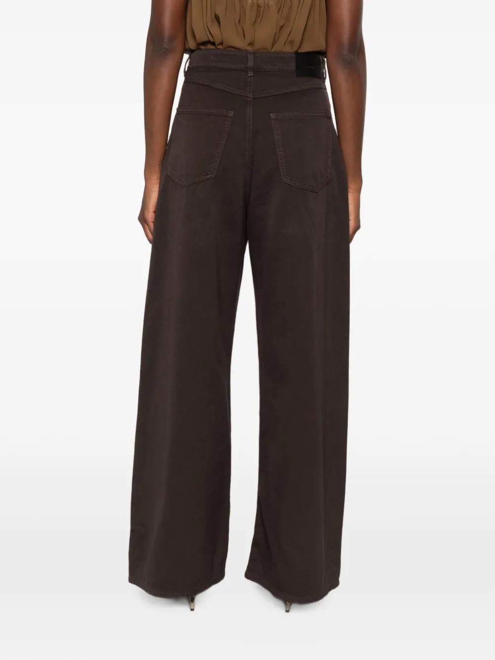 Sportmax Jeans met wijde pijpen en S-detail Bruin