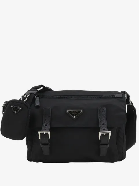 Prada Pre-Owned 2019-2026 Saffiano Trimmed Re Nylon Zip Double Buckle Messenger Bag crossbody bag