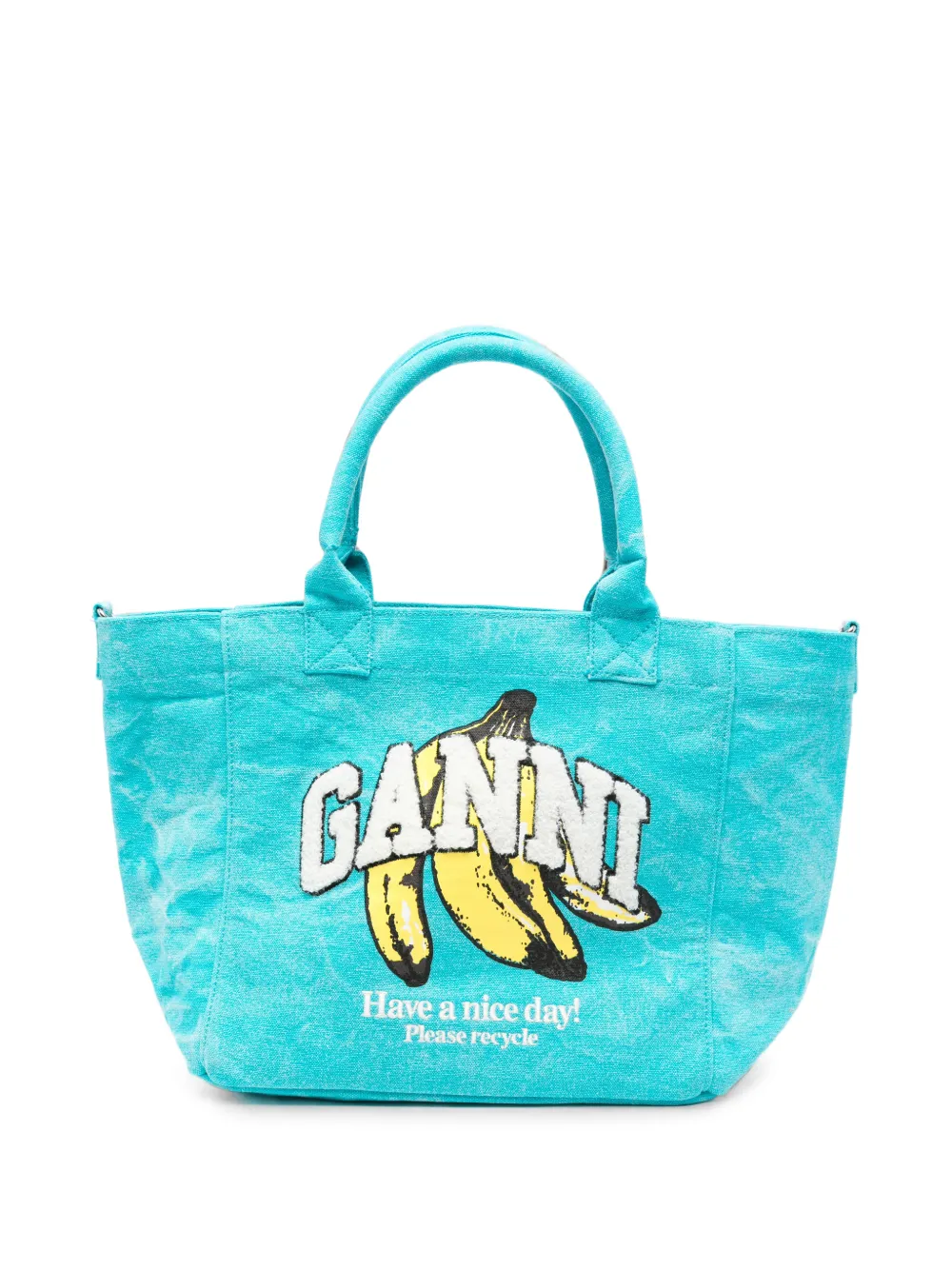 GANNI logo-print tote bag - Blu
