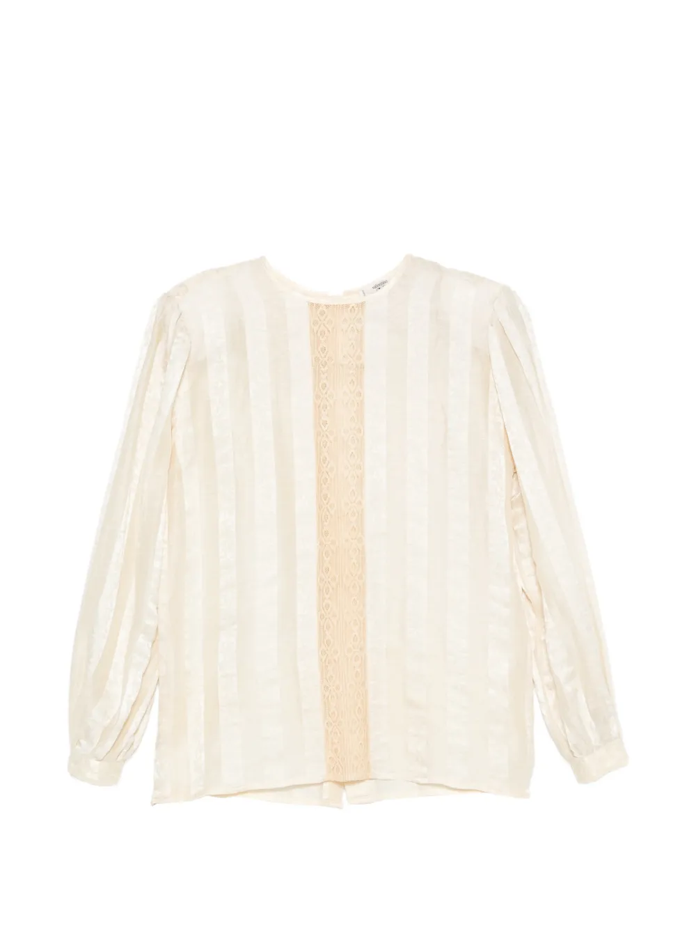 Valentino Garavani Pre-Owned 1980s lace-panel striped blouse - Toni neutri