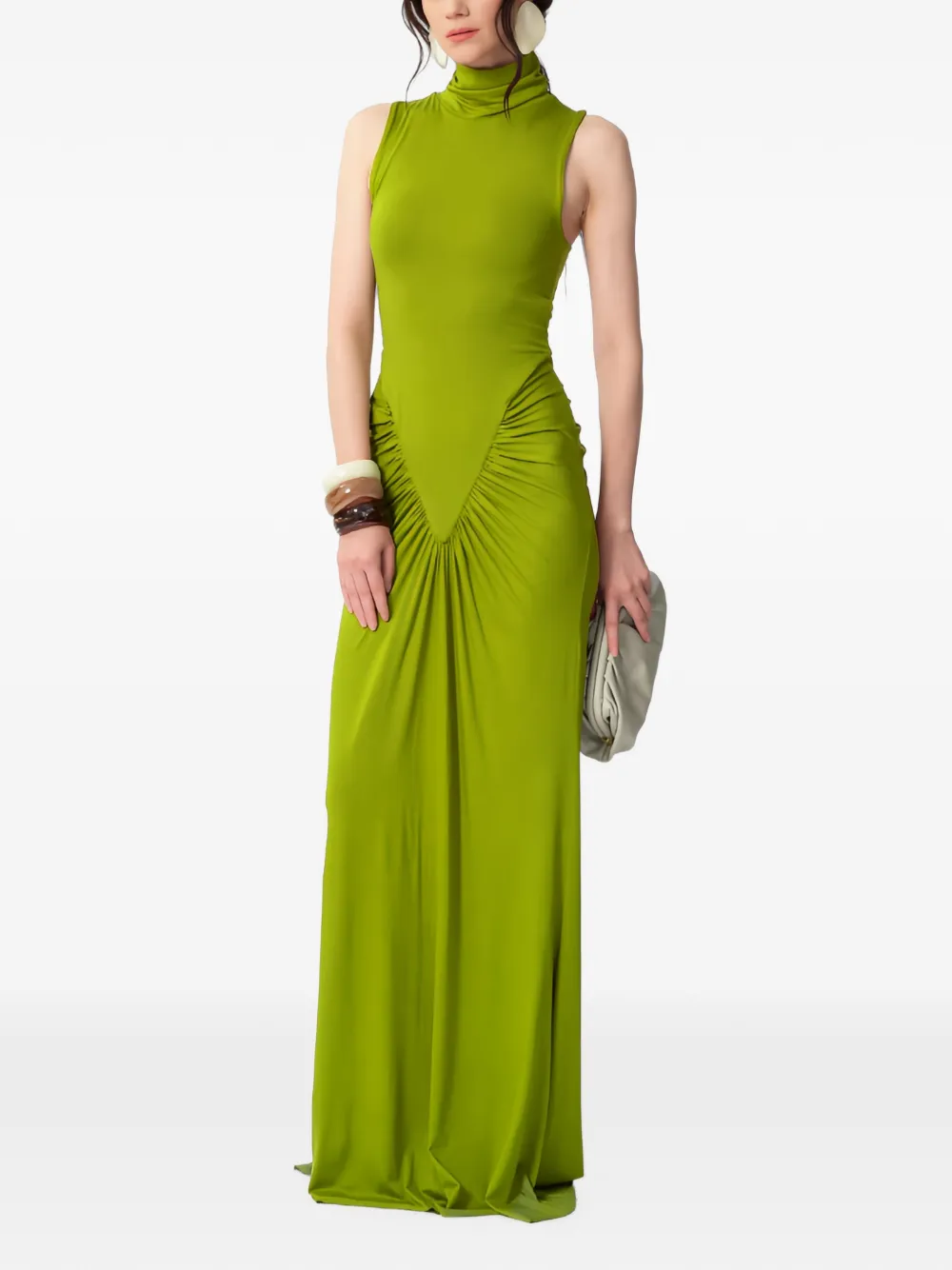 CONCEPTO Rivera ruched sleeveless maxi dress - Verde